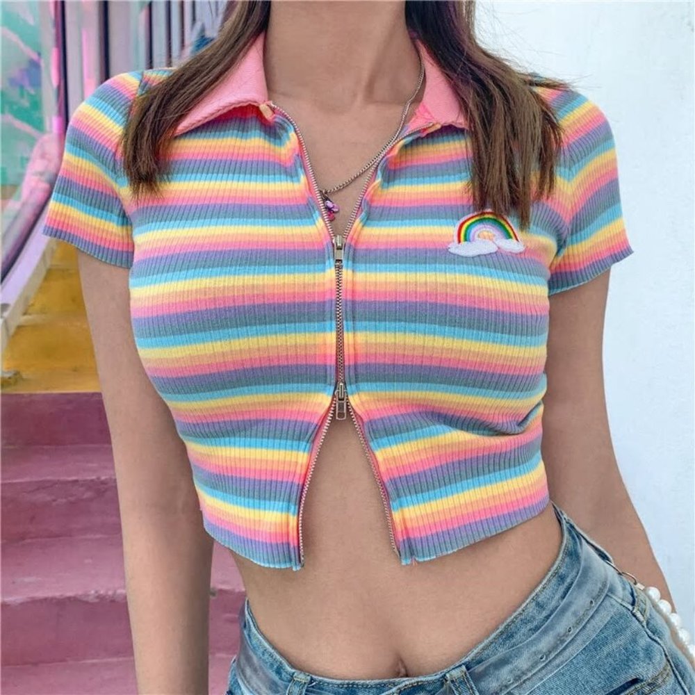 Pastel Rainbow Crop Top